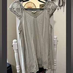Grey Eyelet Tank